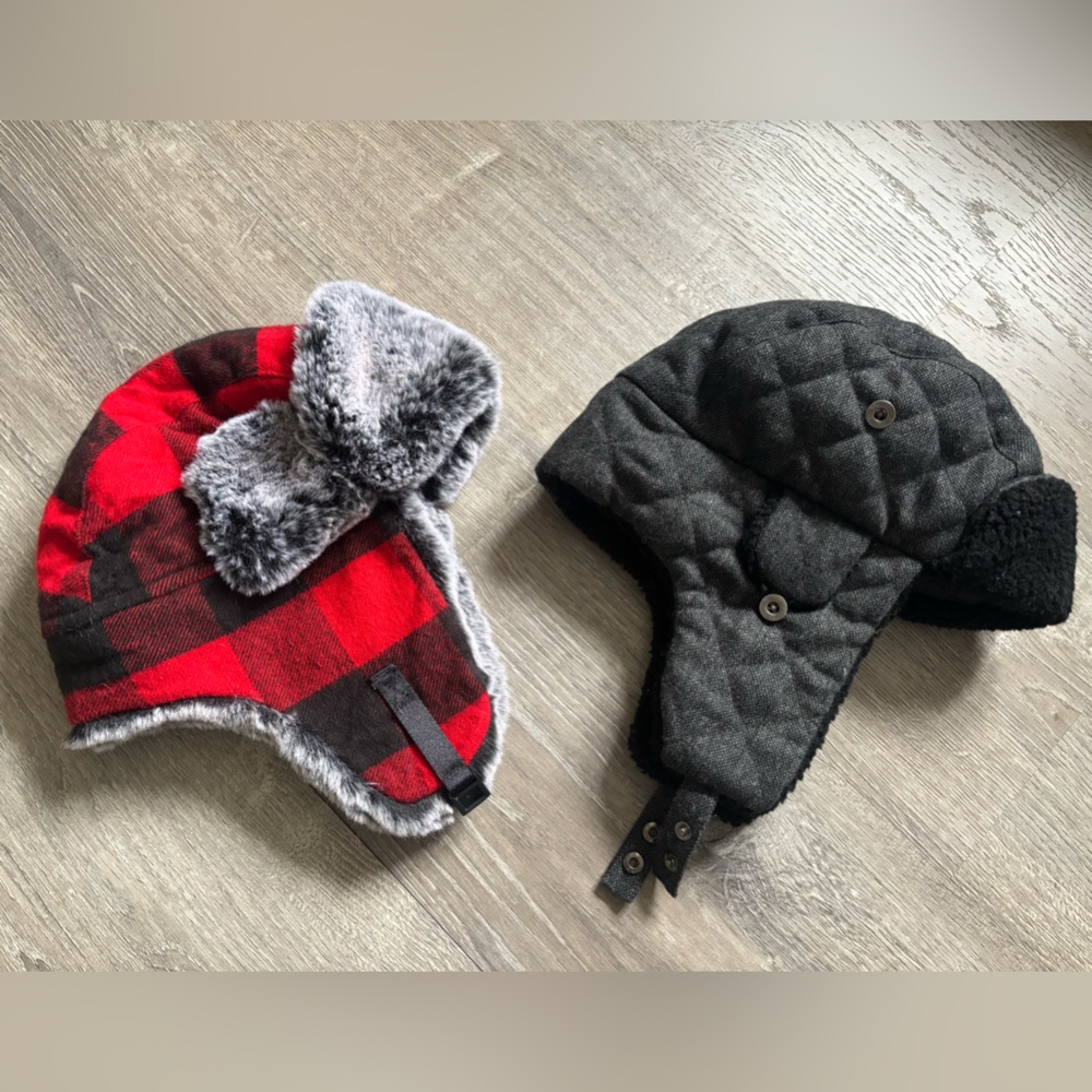 Buffalo Red Plaid and charcoal  Kids Winter Hats